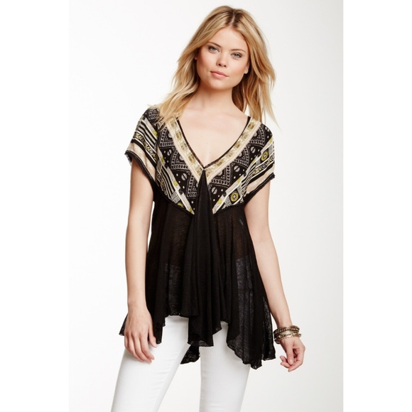 Free People Tops - Free People | We Are Golden Deep V Tunic Tee MD